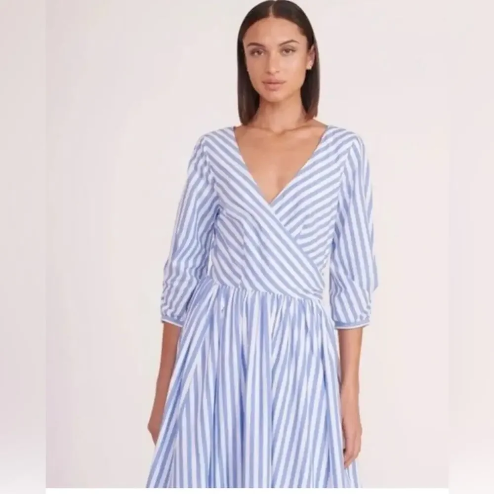 Staud Jodie Stripe Wrap Midi Dress Size:M - Picture 2 of 12